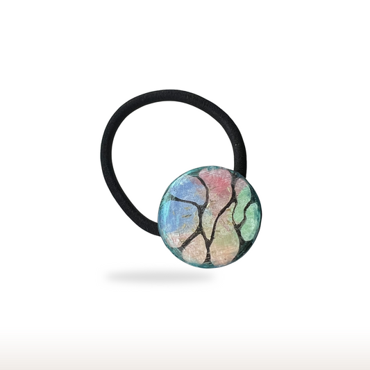 Hand-Painted Wooden Hair Elastic Band with UV Resin Finish