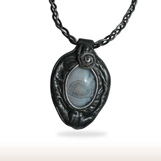 Agate Blossom Leather Necklace