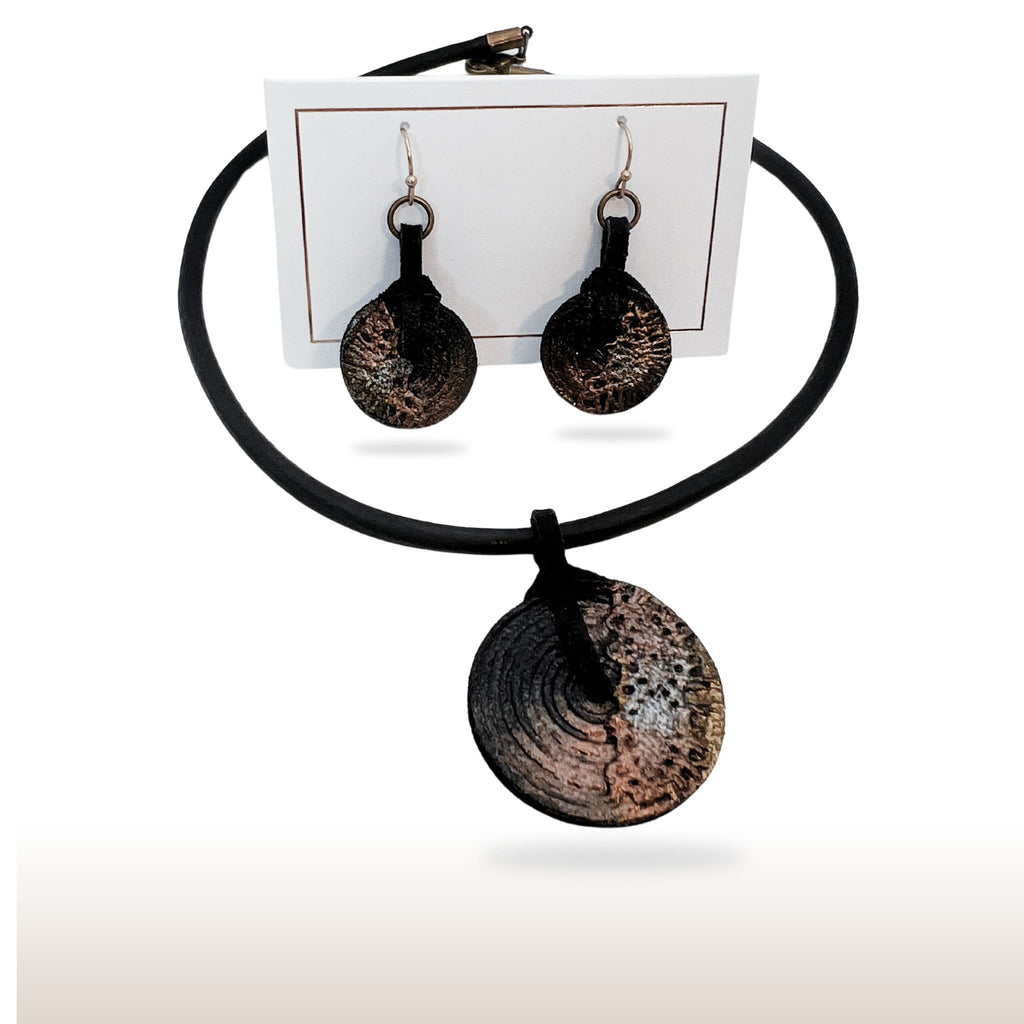 Leather Set. Drop Earrings. Lightweight. Leather Necklace/Choker - DivineGemCat