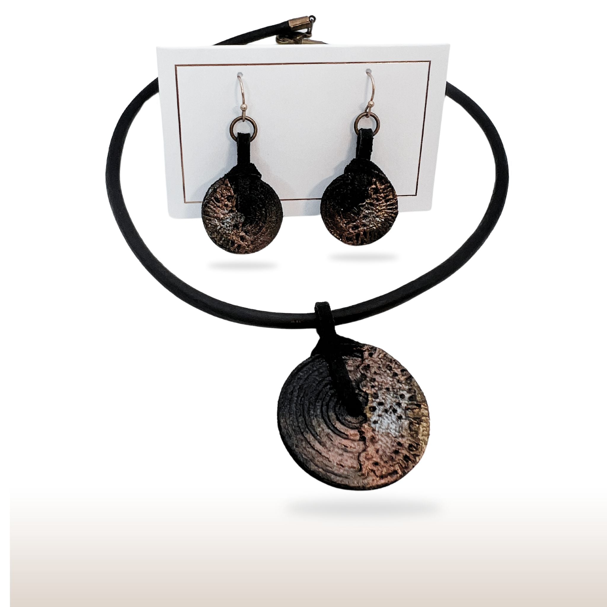 Leather Set. Drop Earrings. Lightweight. Leather Necklace/Choker - DivineGemCat