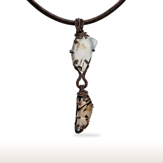 Wire Wrapped Double Montana Agate Necklace