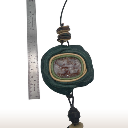 Leather Necklace with Natural Stone and Aventurine Beads