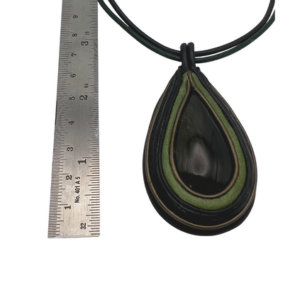 Golden sheen obsidian leather necklace.
