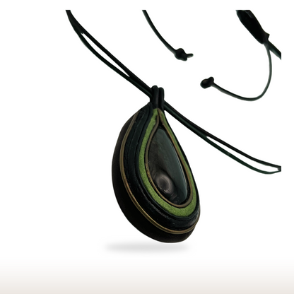 Golden sheen obsidian leather necklace.