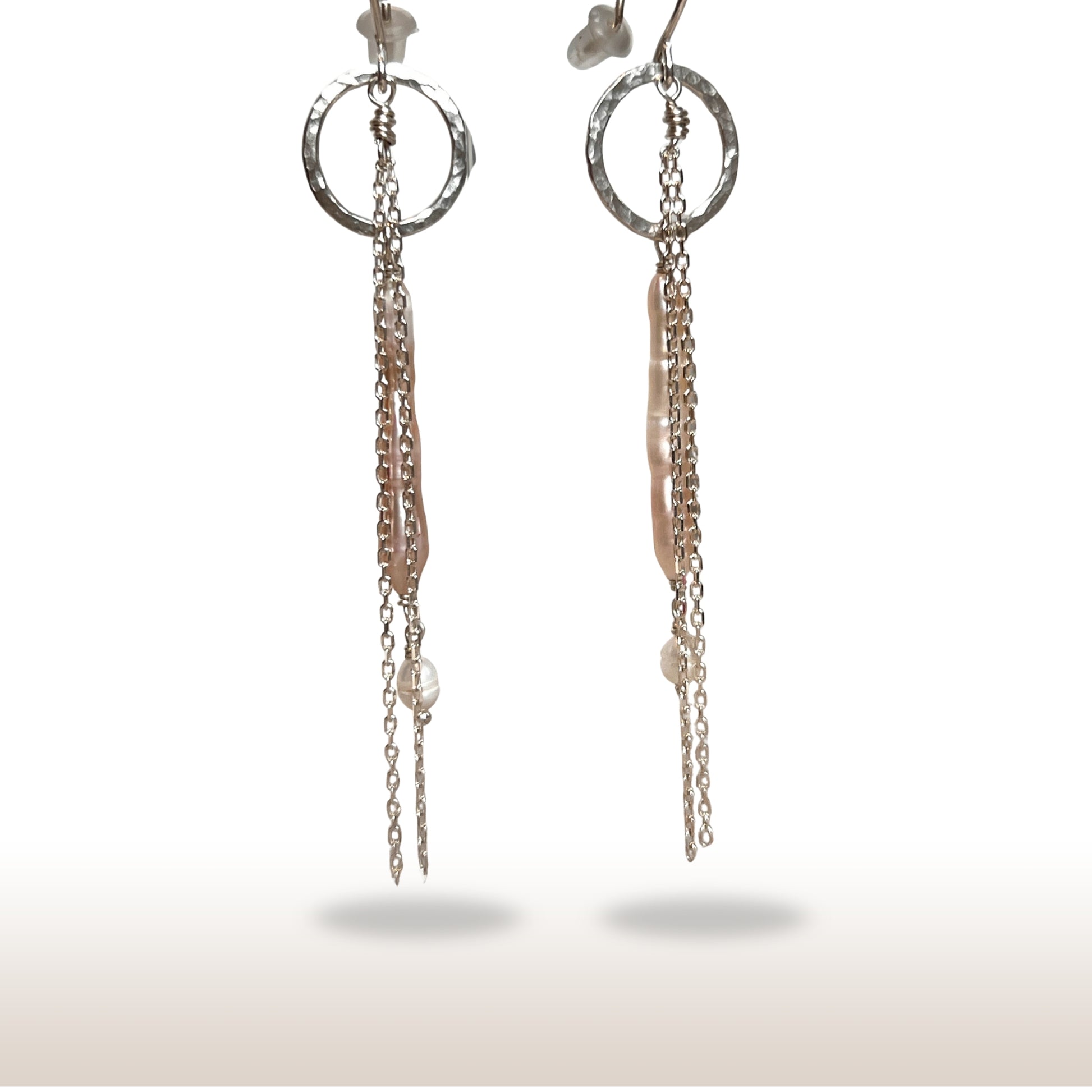 Drop Earrings with Pearls in Sterling Silver Findings - DivineGemCat