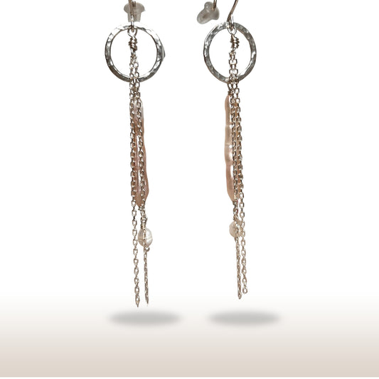 Drop Earrings with Pearls in Sterling Silver Findings - DivineGemCat