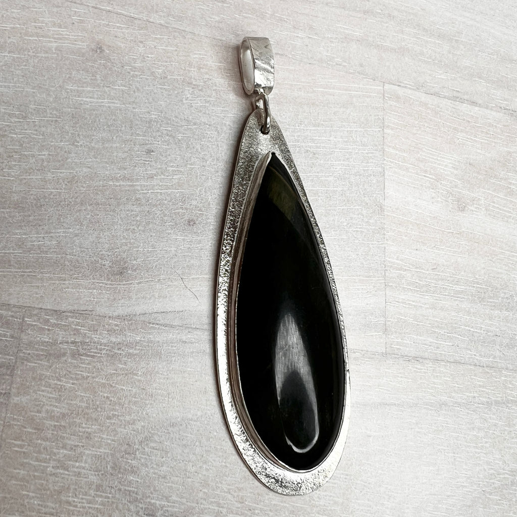 Blue Tiger eye pendant SS - DivineGemCat
