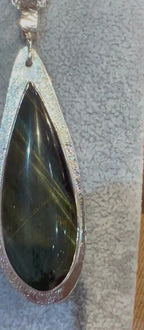 Blue Tiger Eye Pendant in Sterling Silver – Statement Pendant
