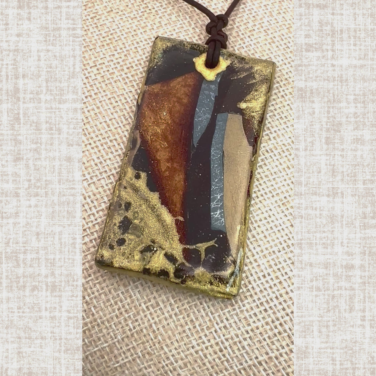 Lightweight Resin Statement Pendant on Leather Base – Adjustable Leather Cord Necklace