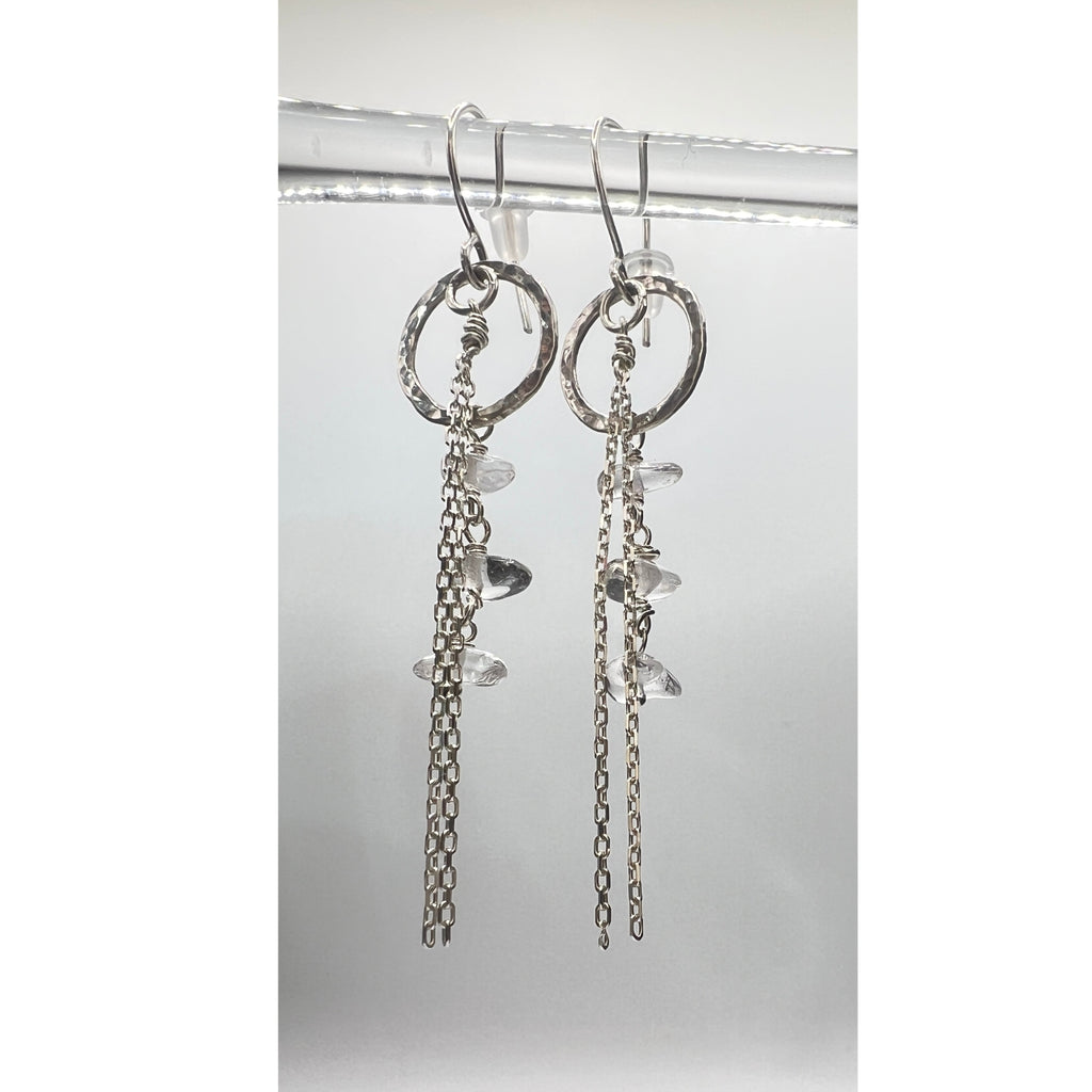 Clear Quartz Drop Earrings with Stirling Silver Findings. - DivineGemCat