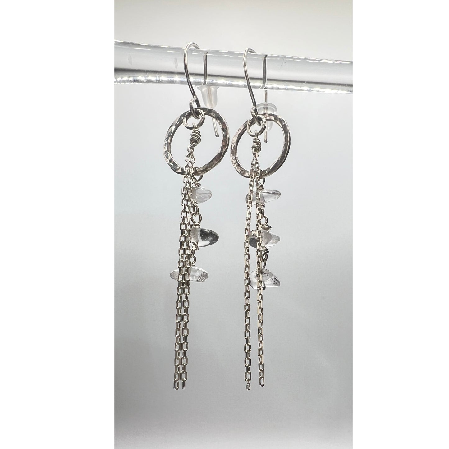 Clear Quartz Drop Earrings with Stirling Silver Findings. - DivineGemCat
