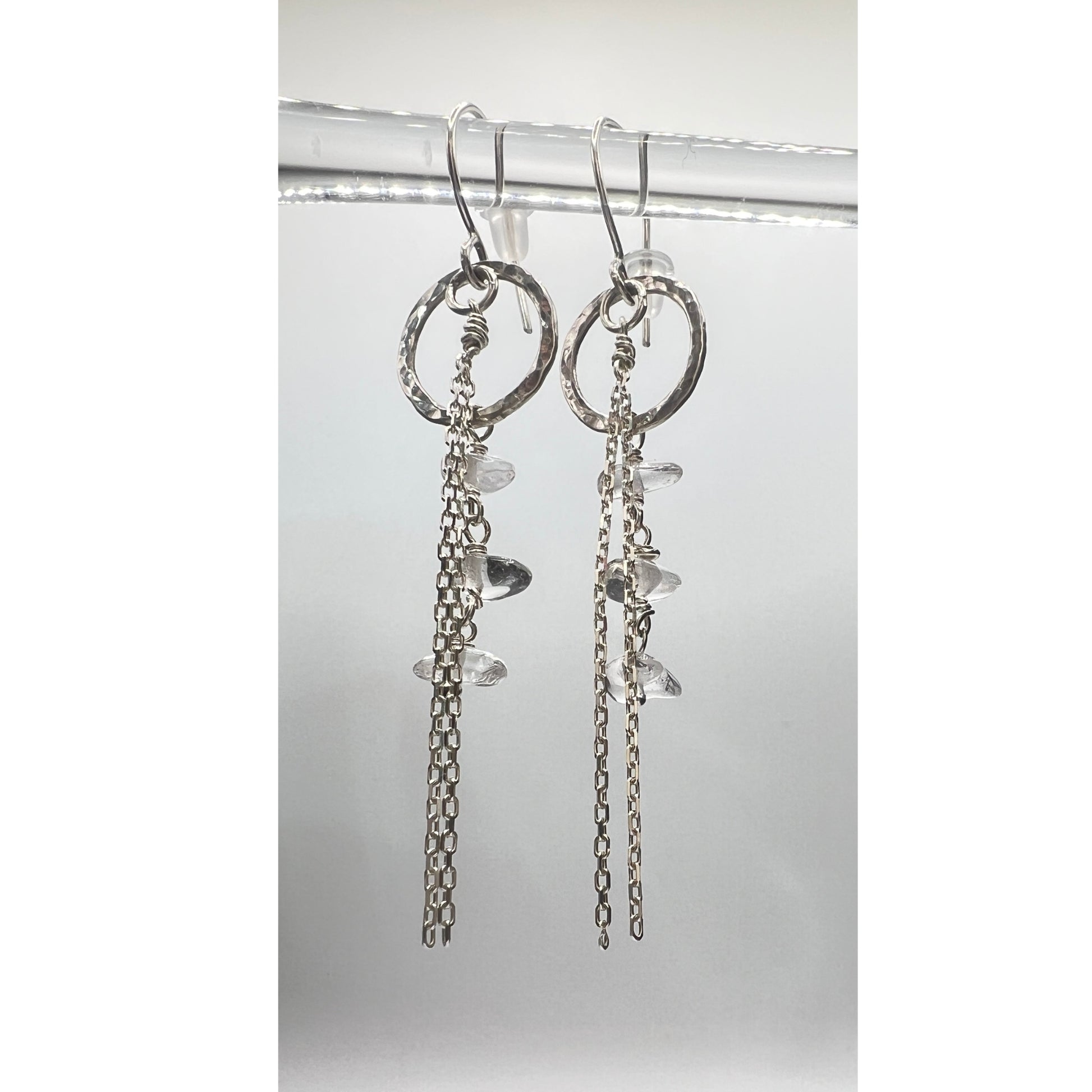 Clear Quartz Drop Earrings with Stirling Silver Findings. - DivineGemCat