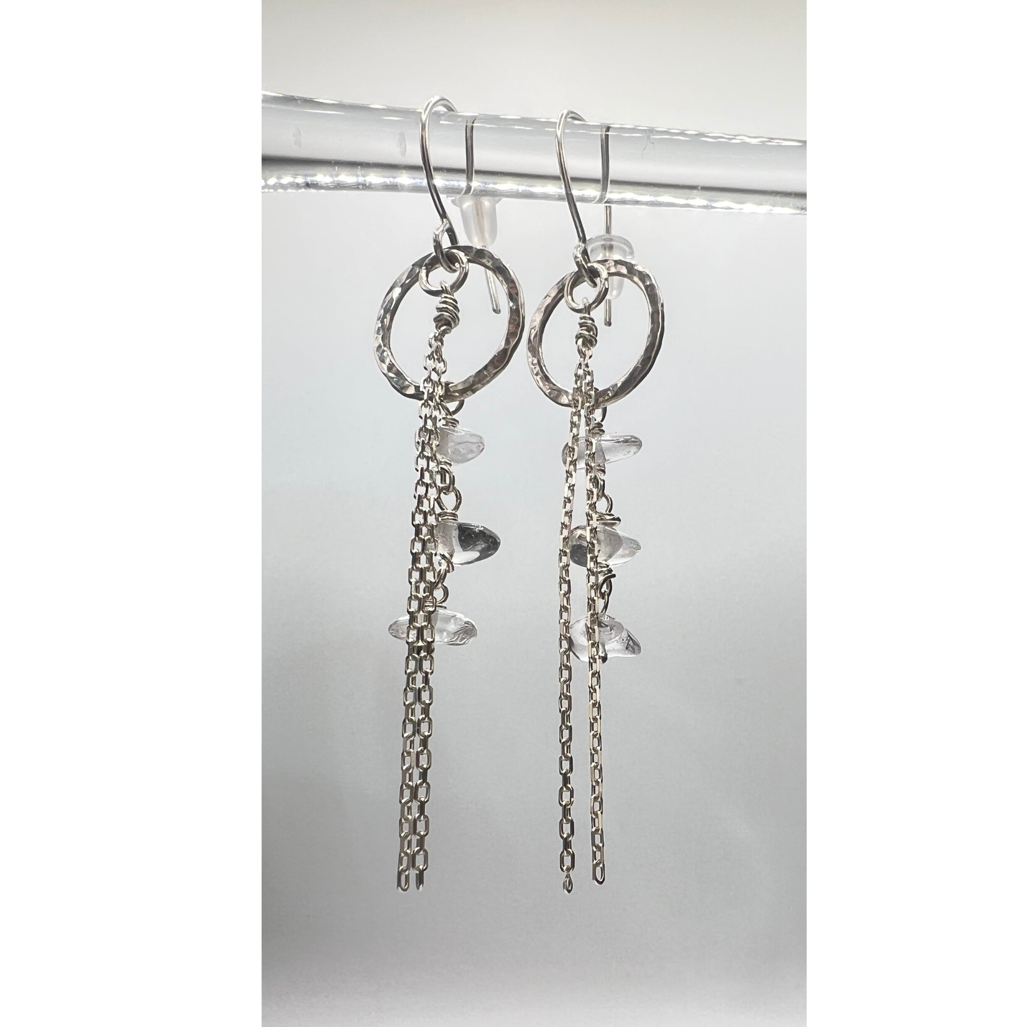 Clear Quartz Drop Earrings with Stirling Silver Findings. - DivineGemCat