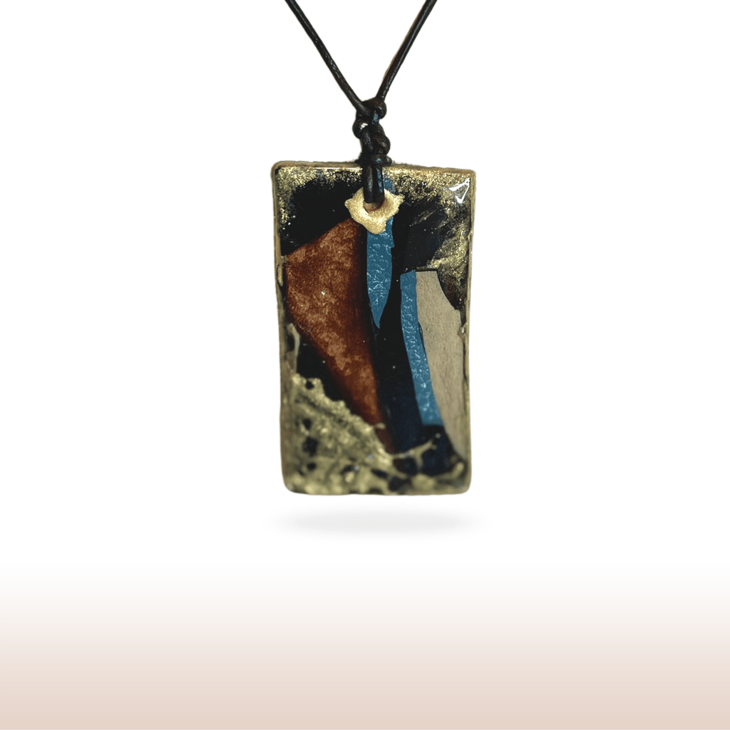 Lightweight Resin Statement Pendant on Leather Base – Adjustable Leather Cord Necklace - DivineGemCat