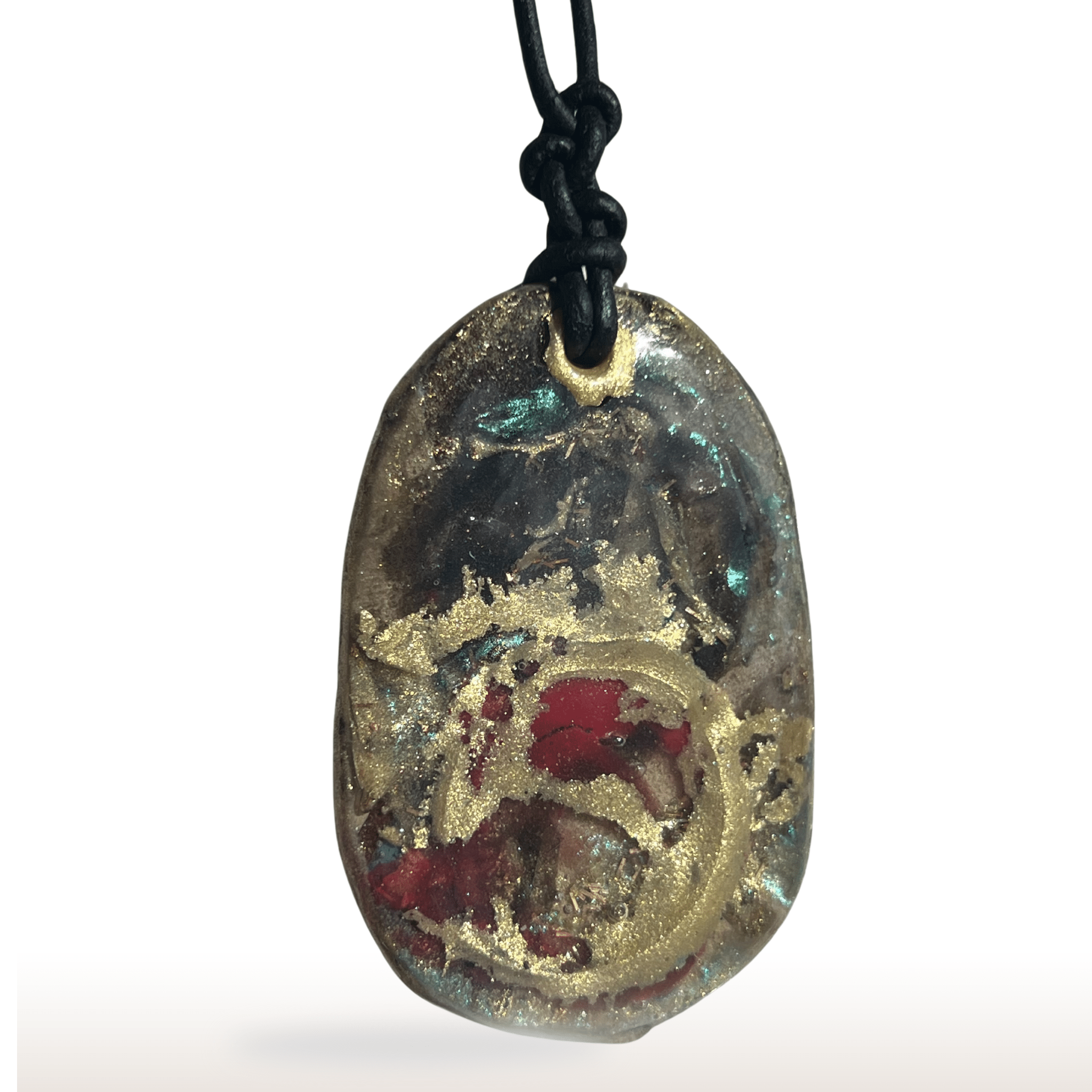 Abstract UV Resin Necklace Leather Cord - DivineGemCat