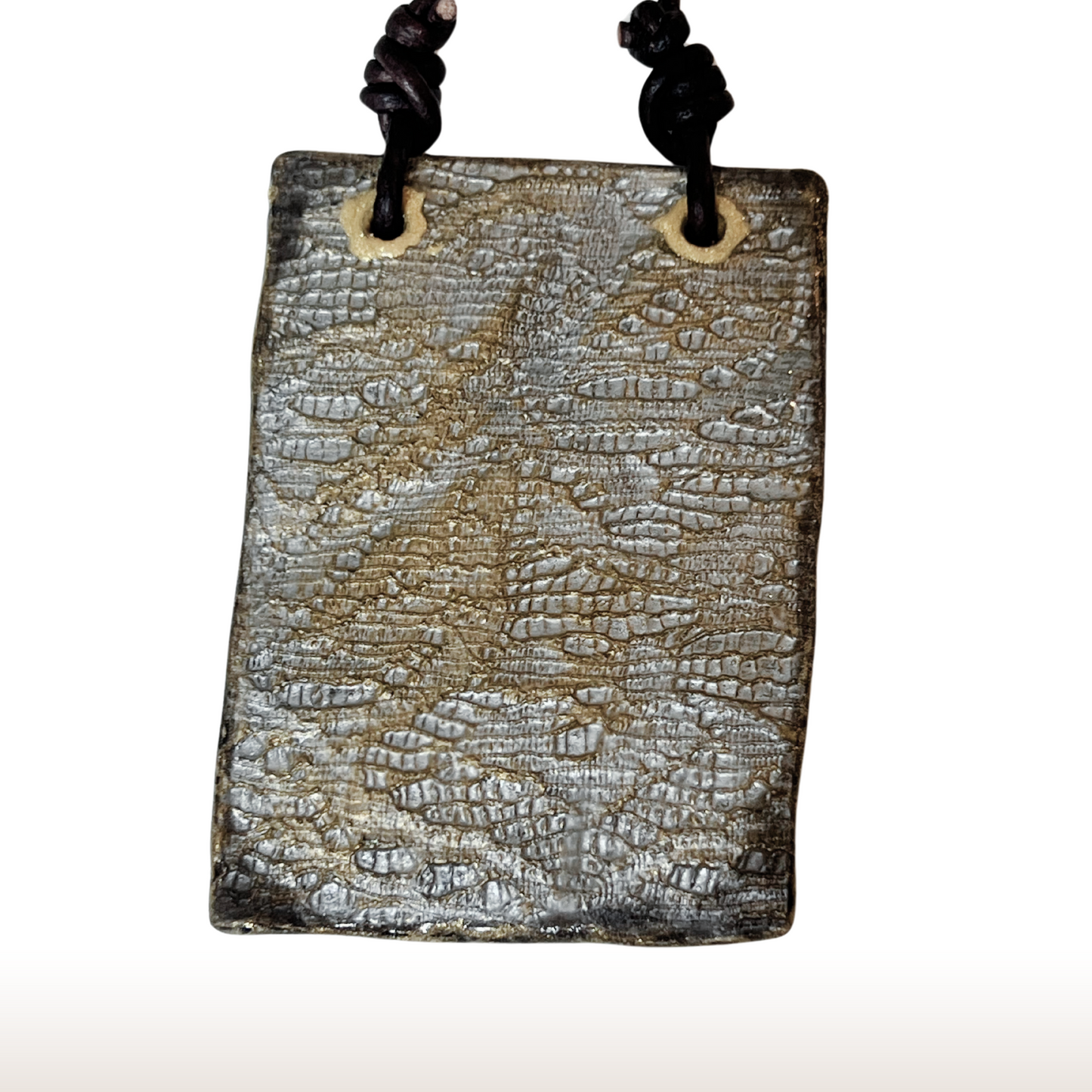 Abstract UV Resin Square Necklace Leather Cord