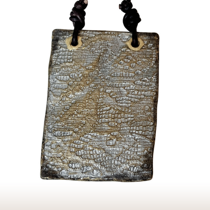 Abstract UV Resin Square Necklace Leather Cord