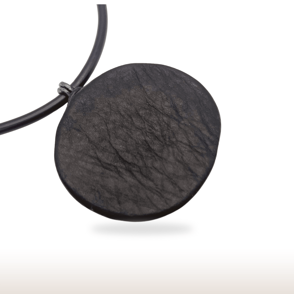 Leather Pendant with Natural Stone on Silicone Cord with Unakite Beads - DivineGemCat