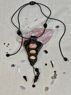 Long Leather Necklace with Fossilized Corals. Handmade - DivineGemCat